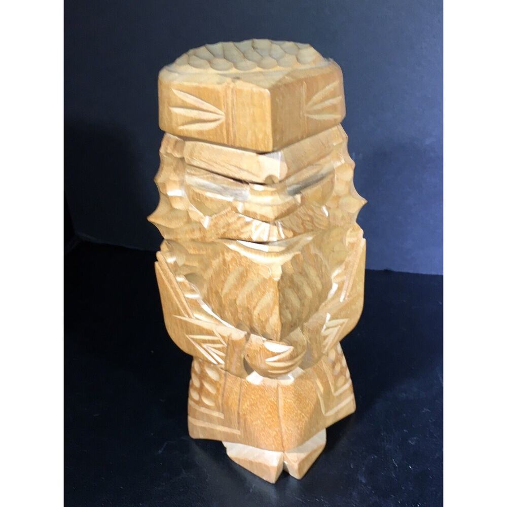 Wood Tiki Carved Russian man with Beard Figure Doll